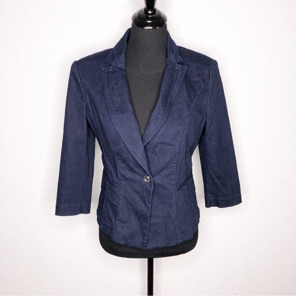 WHBM dark blue denim blazer jacket size 4